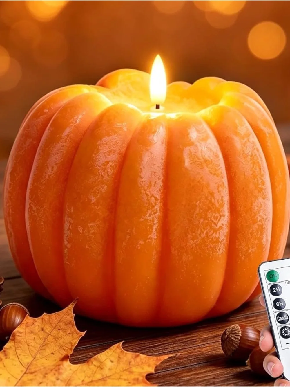 Remote controlled Orange Pumpkin-Shaped Scented Candle - Home Accents